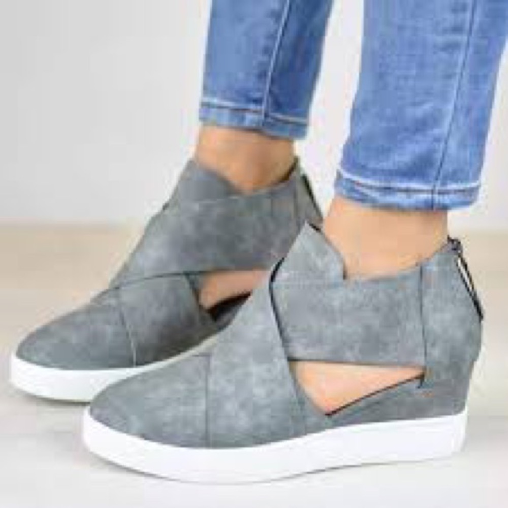 Grey wedge sneakers